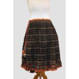 Bishnoi tribal wool skirt, Western Thar Desert, Rajasthan, north west India, circa 1950s. Dark brown