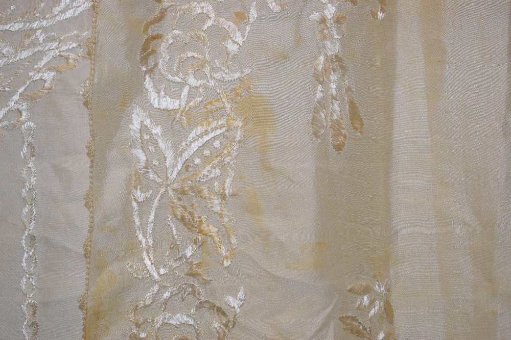 Middle Eastern cream silk Abba, first half 20th century, embroidered in cream floss silk, unlined. - Image 9 of 20