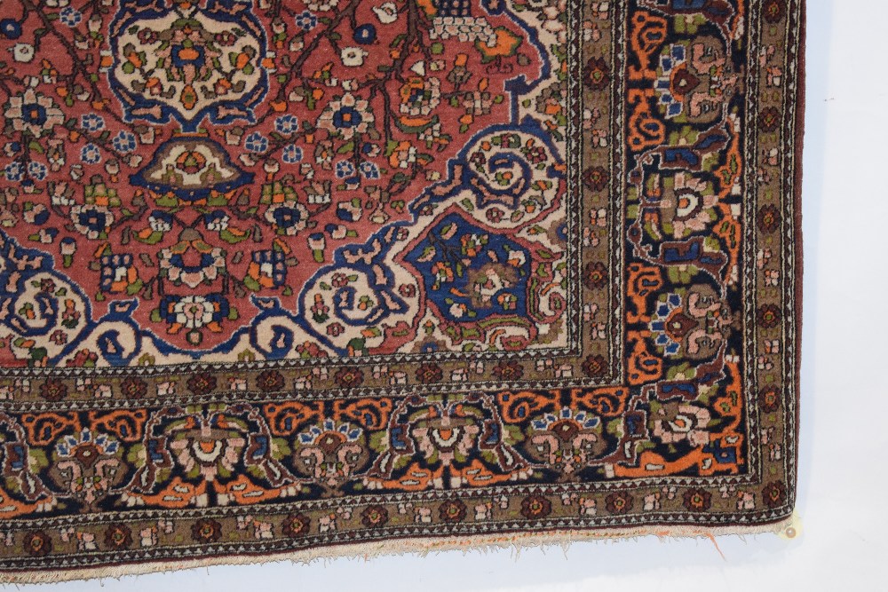 Esfahan rug, central Persia, circa 1930s-40s, 6ft. 11in. X 4ft. 10in. 2.11m. X 1.47m. Light red - Image 5 of 6
