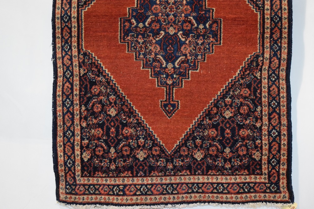 Senneh mat, north west Persia, circa 1930s, 3ft. 2in. X 2ft. 3in. 0.97m. X 0.69m. Slight loss to - Image 3 of 5