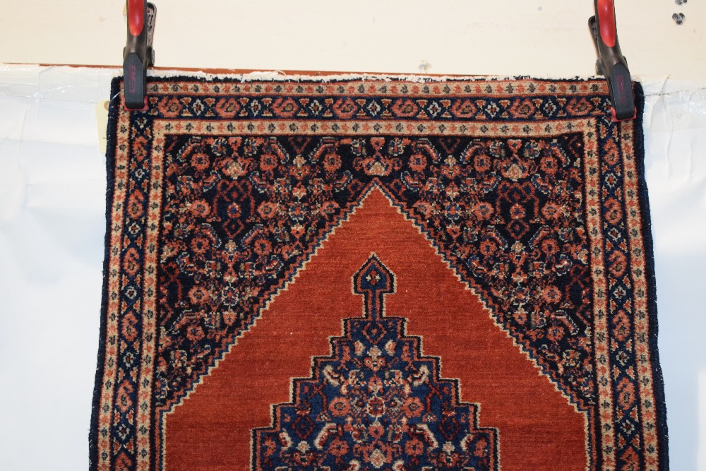 Senneh mat, north west Persia, circa 1930s, 3ft. 2in. X 2ft. 3in. 0.97m. X 0.69m. Slight loss to - Image 2 of 5