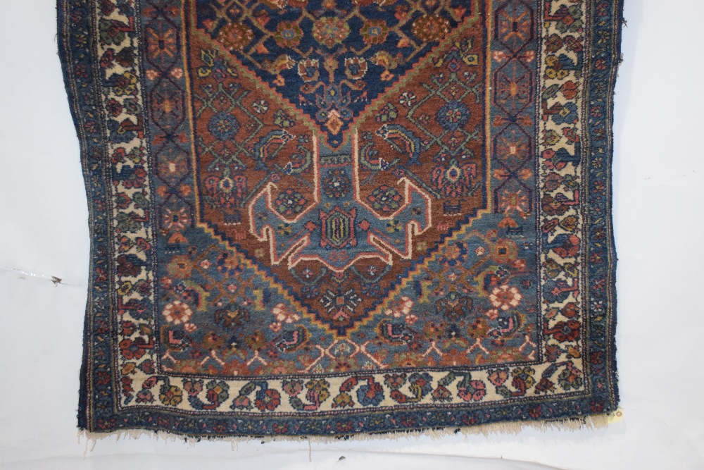 Hamadan rug, north west Persia, circa 1930s, 7ft. 1in. X 4ft. 3in. 2.16m. X 1.30m. Losses to ends. - Image 4 of 6