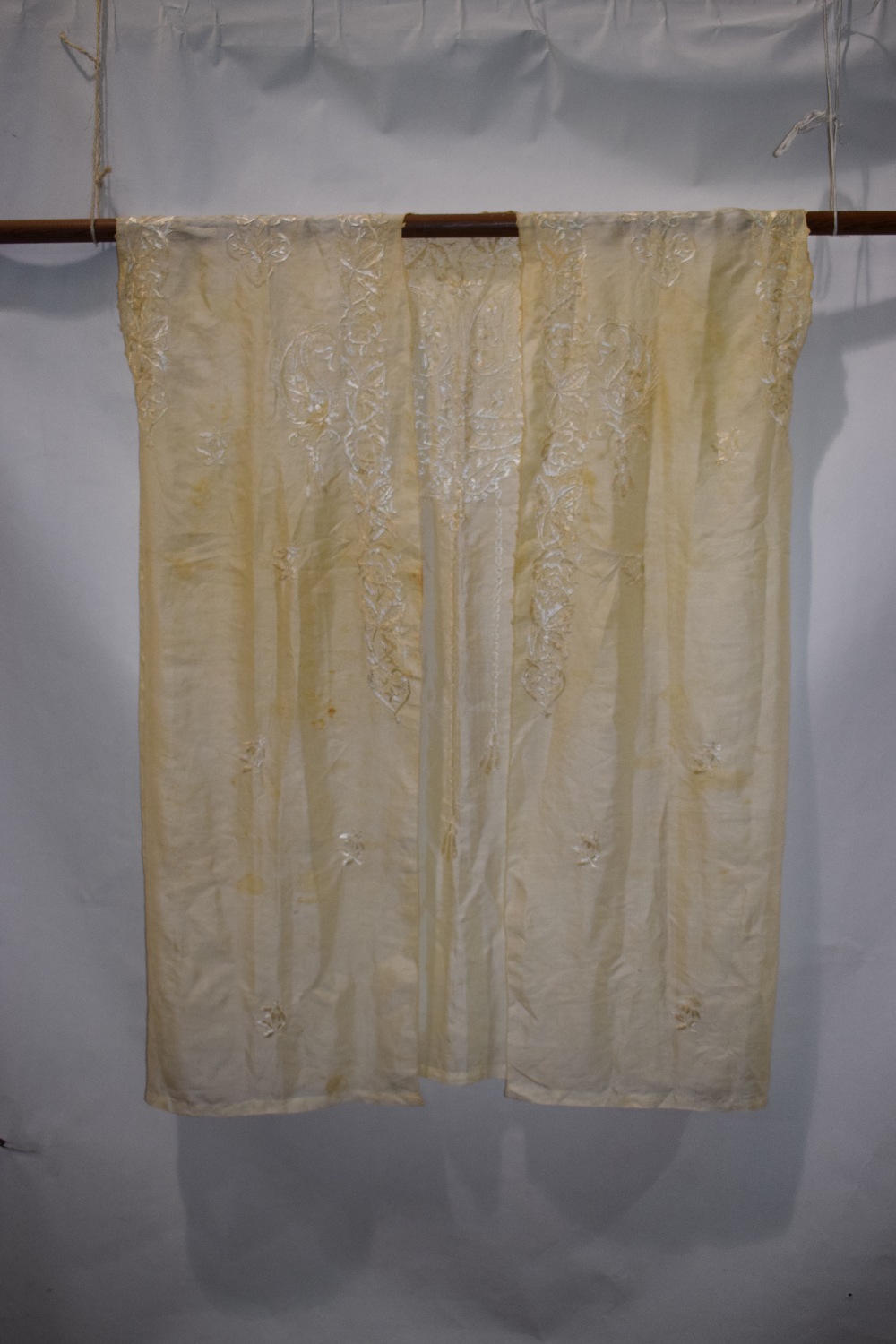 Middle Eastern cream silk Abba, first half 20th century, embroidered in cream floss silk, unlined. - Image 2 of 20