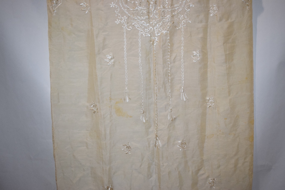 Middle Eastern cream silk Abba, first half 20th century, embroidered in cream floss silk, unlined. - Image 13 of 20