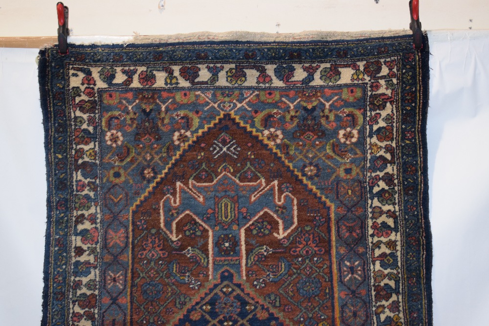 Hamadan rug, north west Persia, circa 1930s, 7ft. 1in. X 4ft. 3in. 2.16m. X 1.30m. Losses to ends. - Image 2 of 6