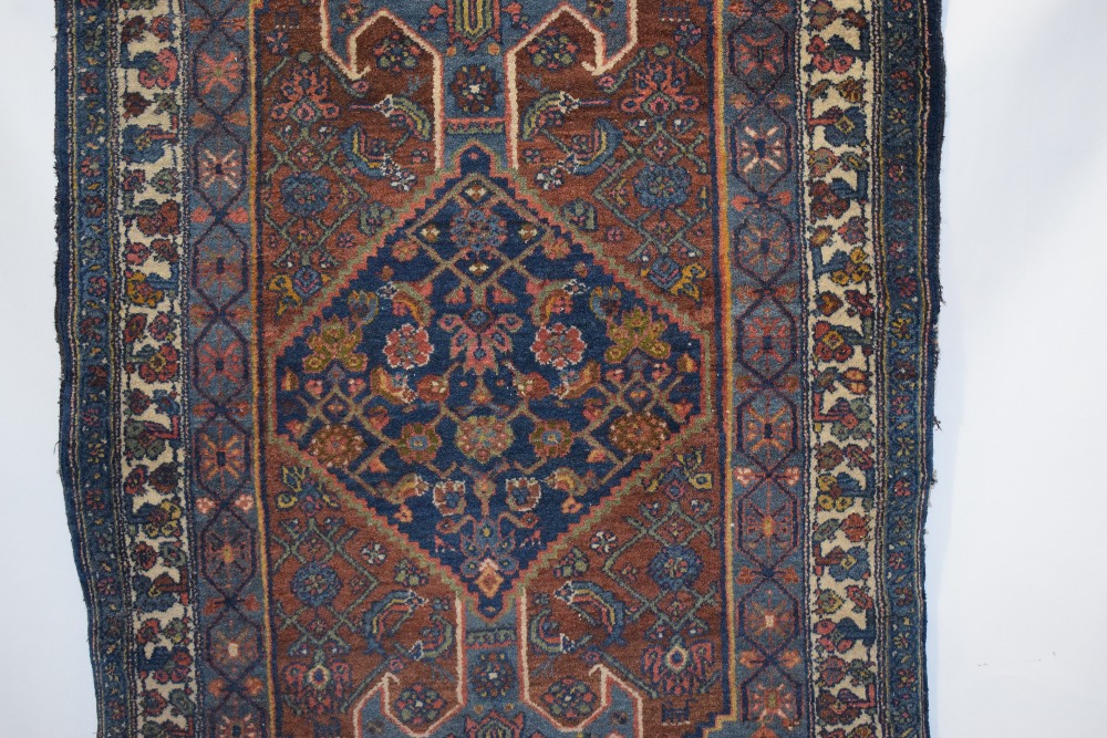 Hamadan rug, north west Persia, circa 1930s, 7ft. 1in. X 4ft. 3in. 2.16m. X 1.30m. Losses to ends. - Image 3 of 6