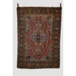 Esfahan rug, central Persia, circa 1930s-40s, 6ft. 11in. X 4ft. 10in. 2.11m. X 1.47m. Light red