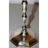 A cast silver copy of a George 1st octagonal taperstick, with a Silesian stem marked, 4.25in (