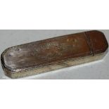 A Regency silver oblong toothpick box, the hinged lid engraved a ribbon tied oval cartouche and