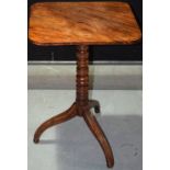 A Regency mahogany occasional table, the rectangular well figured top with rounded corners, on a