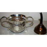 An Edwardian copy of Queen Anne child's porringer in Britannia standard silver, the bell shape