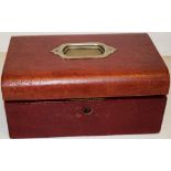 A red leather covered jewellery box, with lift out tray containing an Edward VII gold half sovereign