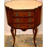 A French nineteenth century chiffonier, parquetry inlaid and walnut veneered, in Louis XVI style,