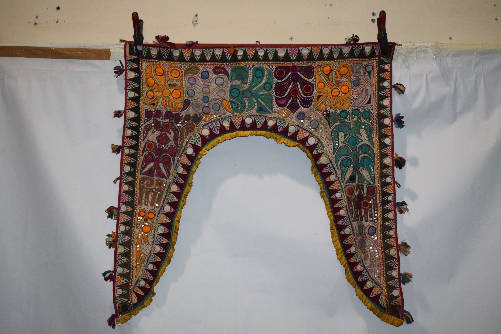 Two Indian textiles, Kutch, west India, the first a red cotton dress front, embroidered with flowers - Image 5 of 8