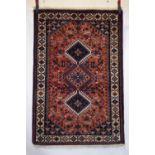 Yalameh rug, south west Persia, circa 1950s-60s, 4ft. 10in. x 3ft. 3in. 1.47m. x 1m. Leatherette