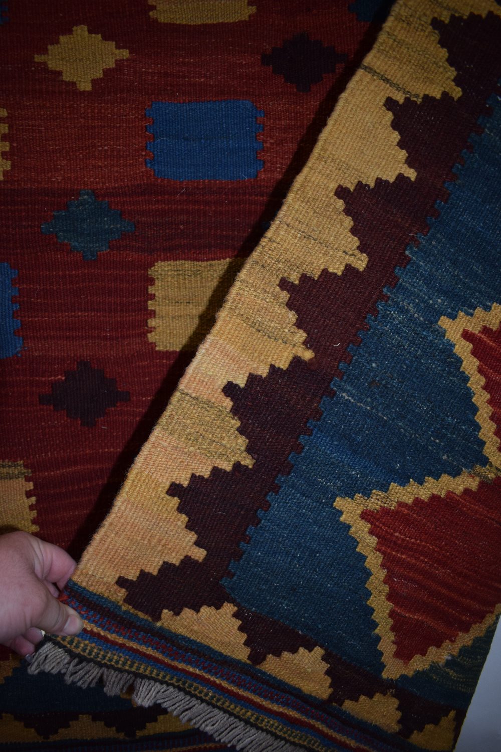 Turkish kelim, modern production using vegetable dyes, of south west Persian design, 6ft. 5in. x - Image 6 of 6