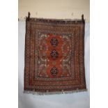 Afghan rug of Caucasian design, modern production, 4ft. 6in. x 3ft. 10in. 1.37m. x 1.17m.
