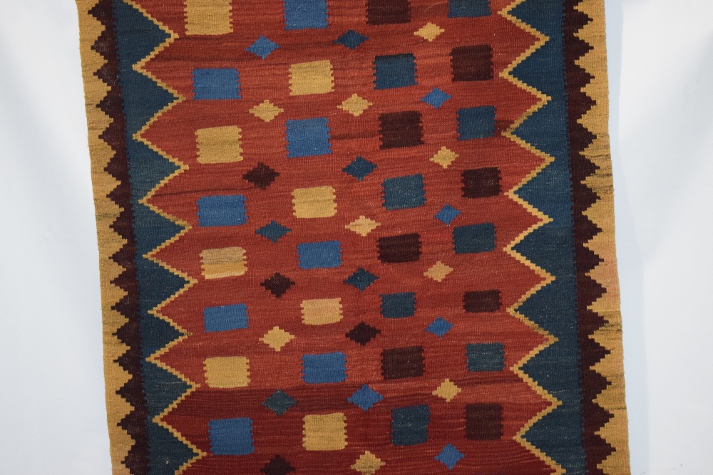 Turkish kelim, modern production using vegetable dyes, of south west Persian design, 6ft. 5in. x - Image 3 of 6