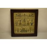 Early Victorian sampler worked by Naomi Tull, aged 10 years, March 23rd 1846, embroidered in silk on