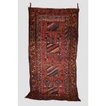 Afghan long rug, modern production, 9ft. 5in. x 4ft. 9in. 2.87m. x 1.45m. Some wear in places with