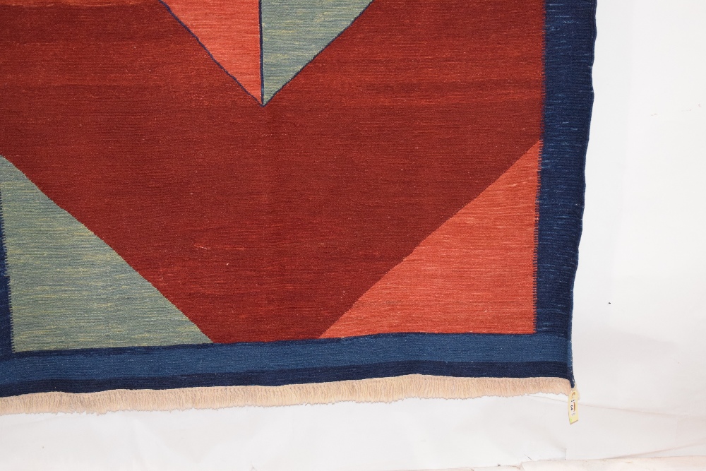 Turkish flatweave rug in Sumac technique, modern production using vegetable dyes, 7ft. x 4ft. - Image 5 of 6
