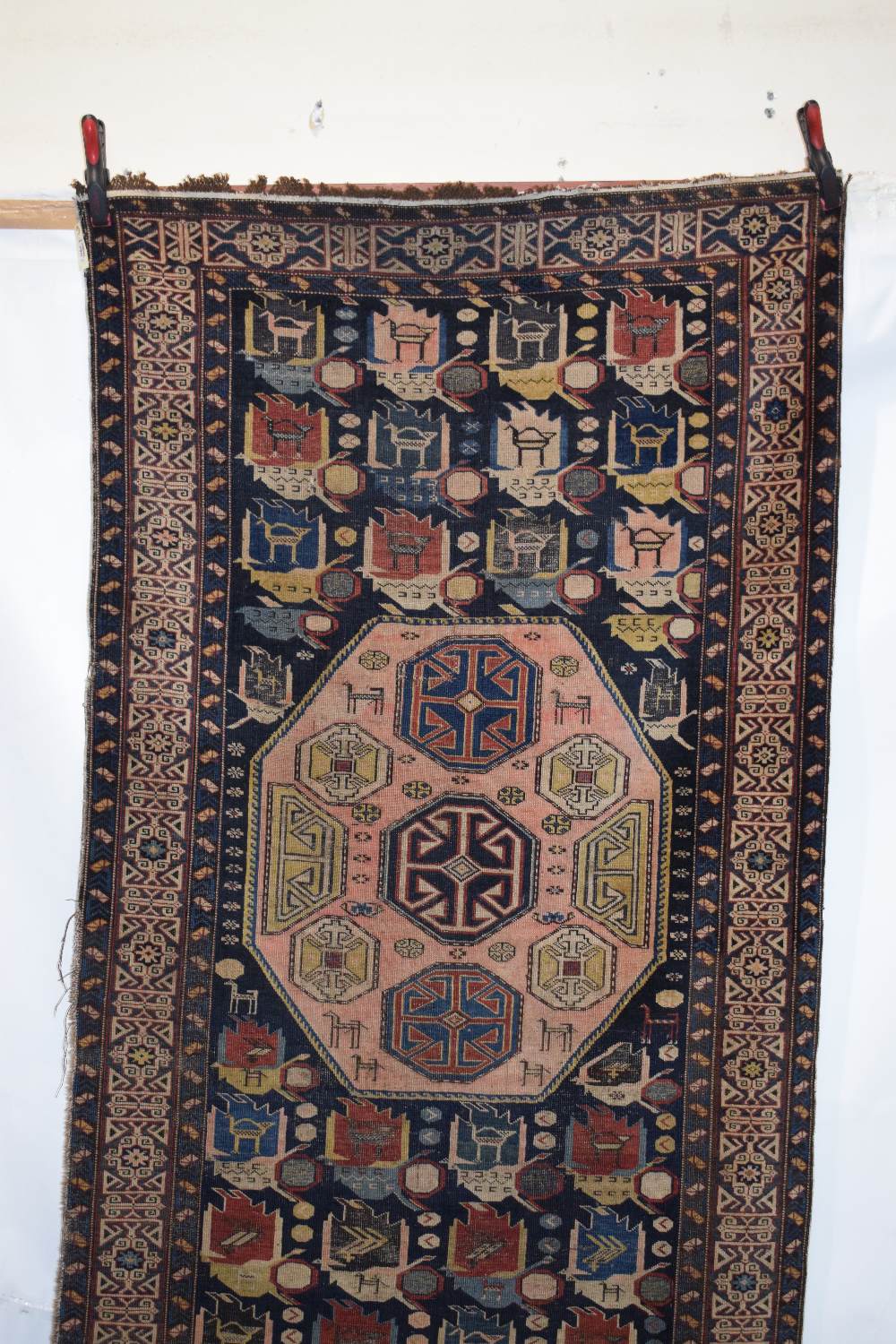 Caucasian runner with Kufic main border, Daghestan district, late 19th century, 16ft. 2in. x 3ft. - Image 2 of 11