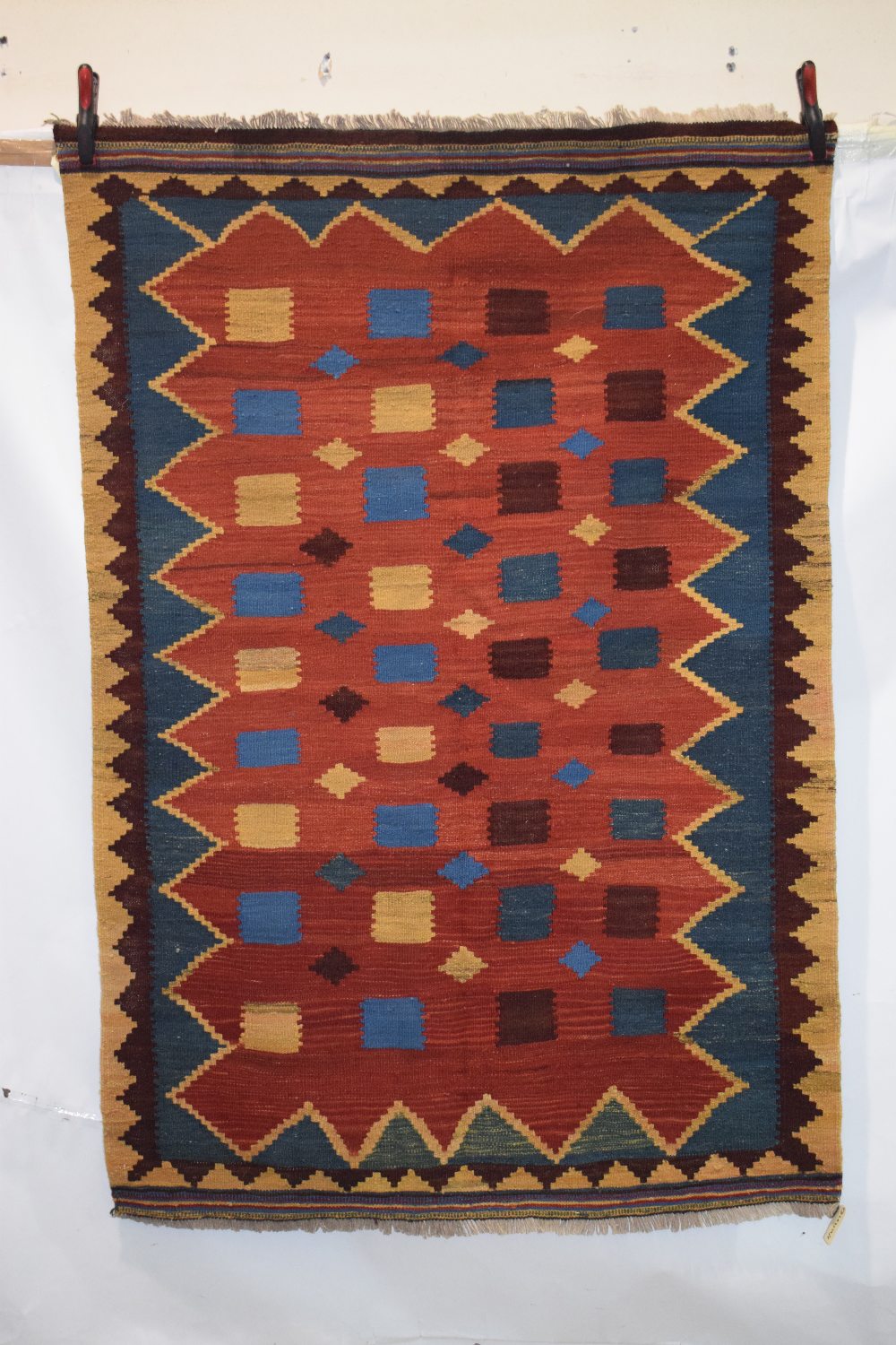 Turkish kelim, modern production using vegetable dyes, of south west Persian design, 6ft. 5in. x