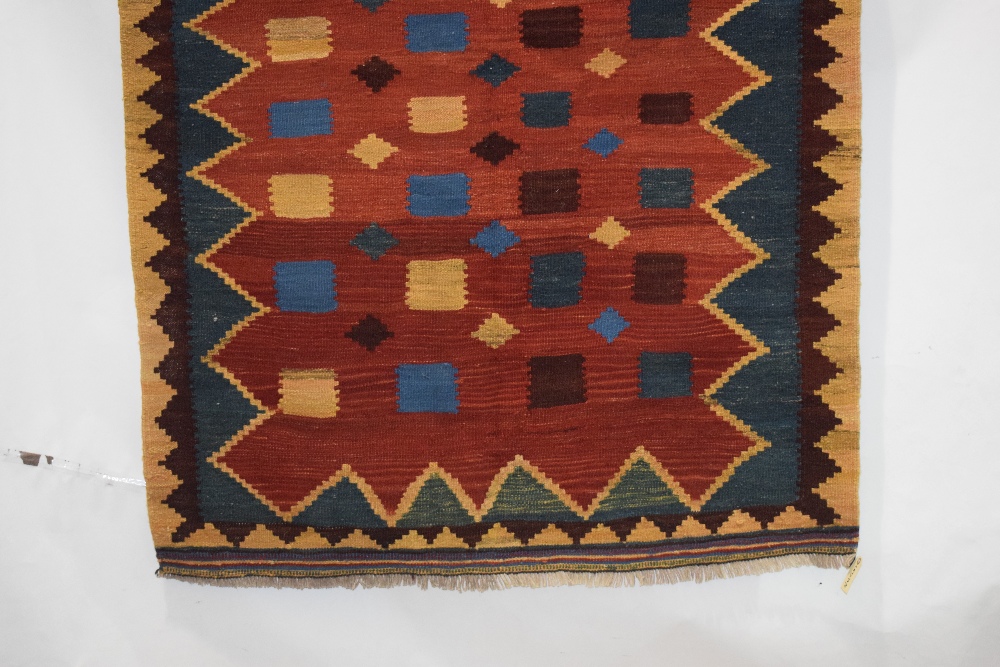 Turkish kelim, modern production using vegetable dyes, of south west Persian design, 6ft. 5in. x - Image 4 of 6