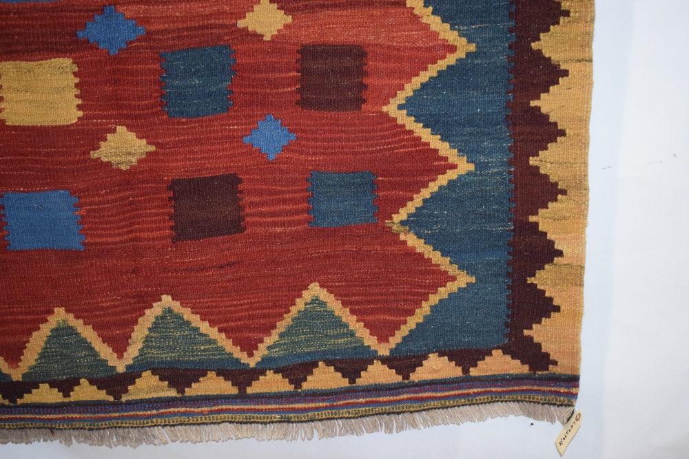 Turkish kelim, modern production using vegetable dyes, of south west Persian design, 6ft. 5in. x - Image 5 of 6