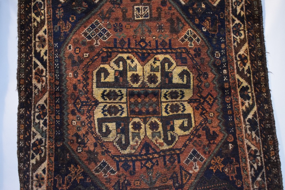 Two Persian rugs, the first: Fars, south west Persia, circa 1940s, 4ft. x 2ft. 10in. 1.22m. x 0.86m. - Image 10 of 13