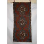 North west Persian rug fragment, circa 1930s, 6ft. 2in. x 2ft. 9in. 1.88m. x 0.84m. Reduced on all