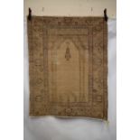 Kayserie silk prayer rug, central Anatolia, early 20th century, 4ft. 11in. x 3ft. 10in. 1.50m. x 1.
