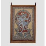 Kalamkari, south east India, 20th century, 73in. x 49in. 185cm. x 125cm. Now laid on hessian backing