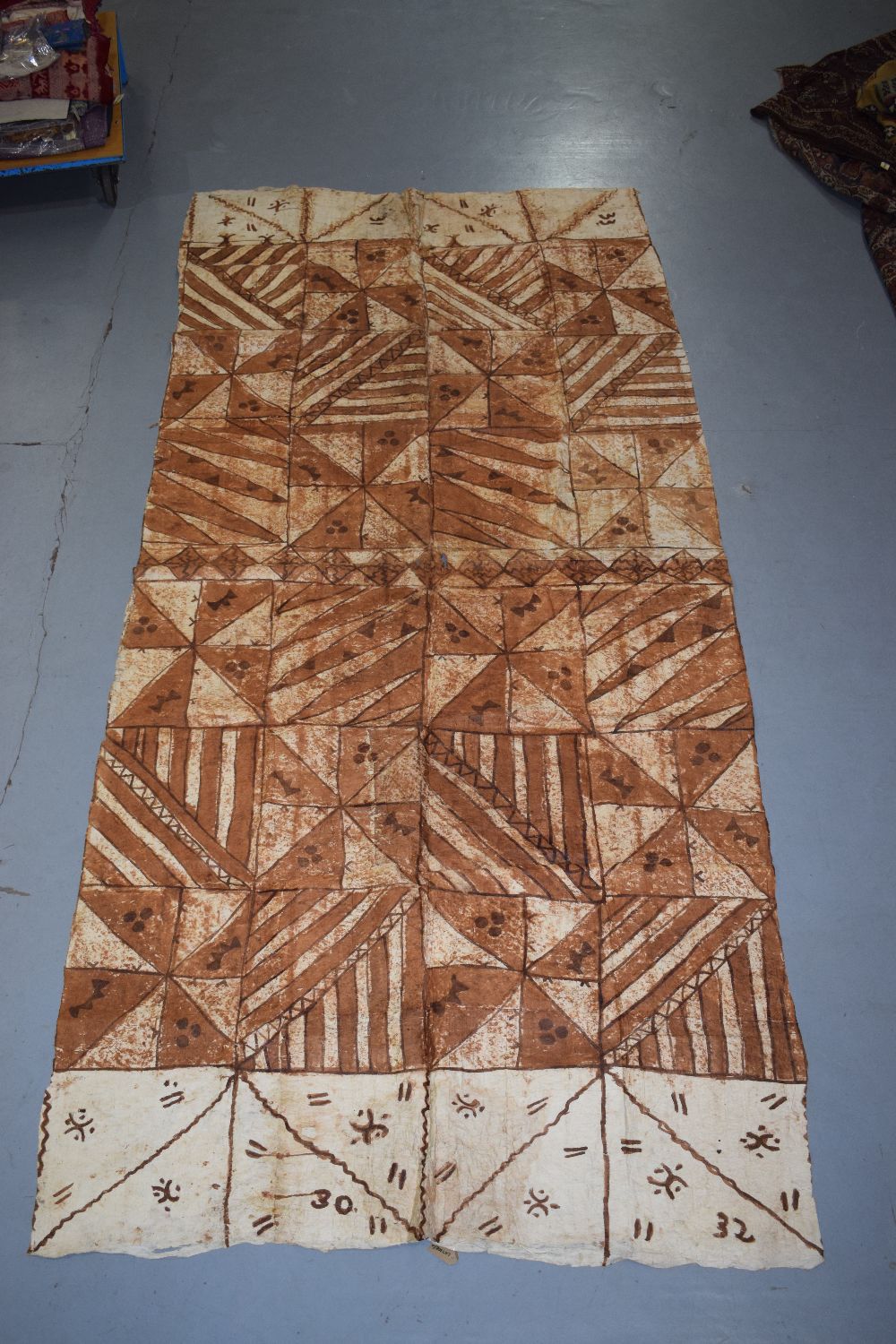 Large Tonga ngatu (tapa cloth), Polynesia, late 19th/early 20th century, 13ft. 6in. x 6ft. 4.12m.