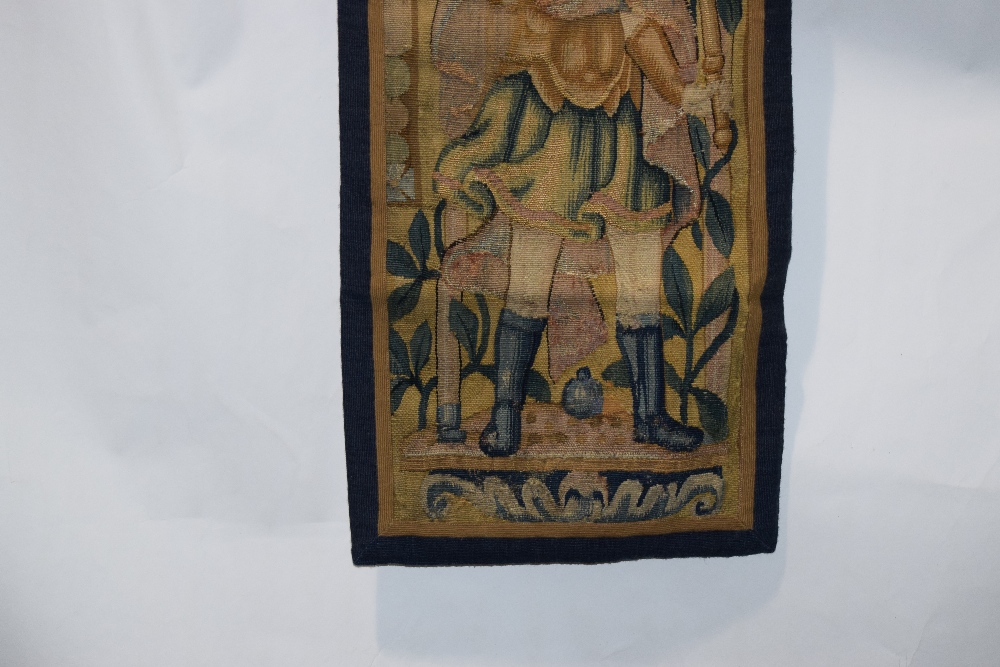 Decorative Brussels tapestry fragment, late 17th century, 33 1/2 in. x 17in. 85cm. x 43cm. Depicting - Image 3 of 4