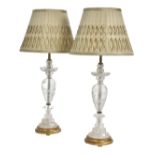Pair of Baluster-Turned Rock Crystal Lamps