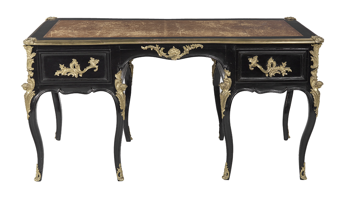 Louis XV-Style Ebonized Bureau Plat