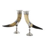 Pair of WMF Silverplate-Mounted Libation Horns