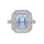 Aquamarine and Diamond Ring