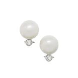 Pair of Pearl and Diamond Earrings