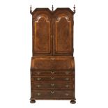 Queen Anne Burl Walnut Secretary Bookcase