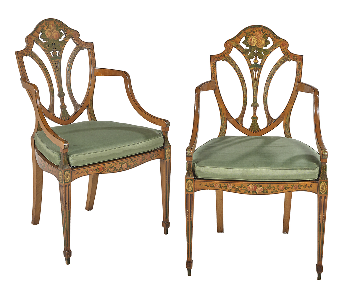 Pair of Edwardian Satinwood Armchairs - Image 2 of 2