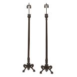 Pair of Continental Carved Mahogany Floor Lamps