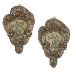 Pair of Italian Painted and Silvered Plaques