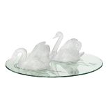 Lalique Crystal "Miroir Cygnes" Centerpiece