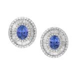 Pair of Tanzanite and Diamond Earrings