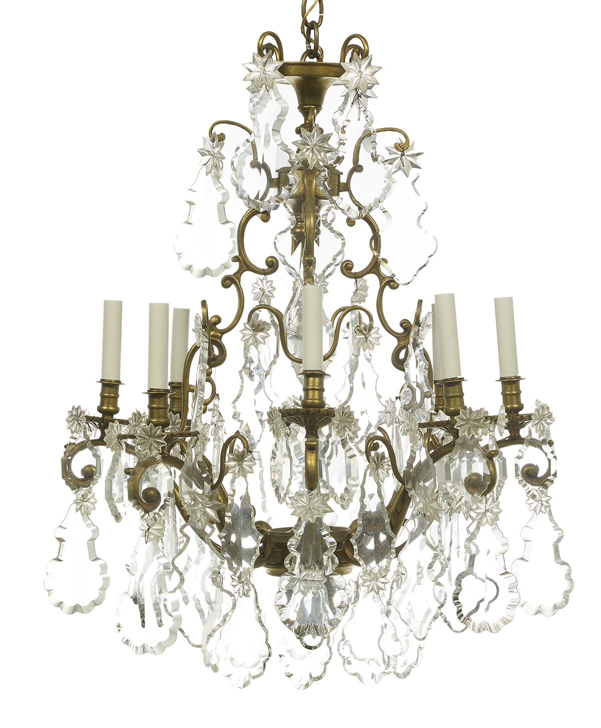 Bronze and Crystal Chandelier