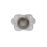 Tahitian Pearl and Diamond Ring