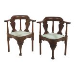 Pair of George II-Style Mahogany Corner Chairs