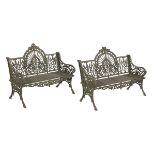 Pair of "Peacock"-Pattern Cast Iron Benches